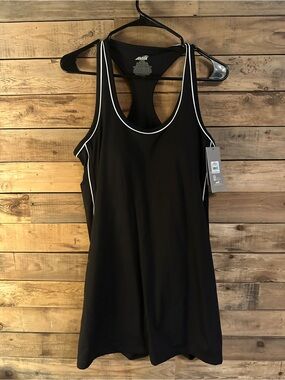 Avia Black Tank with White Piping Racerback